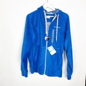 Columbia Men Size Small Hoodie Fleece Blue Omni Heat Thermal Comfort Zip NWT